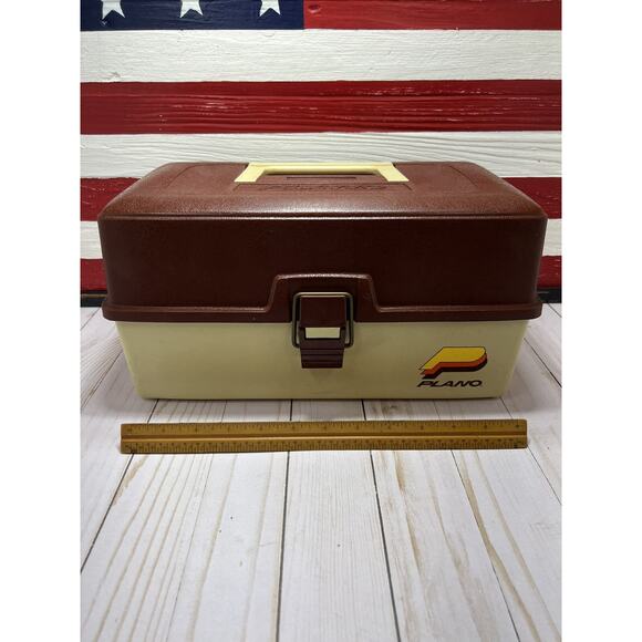 Loaded VINTAGE Plano Tackle Box 4200 2 Tier Fold Out Tray, Salt Water Fishing - Picture 1 of 10